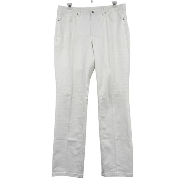 Denim & Co Jeans Size 16 Tall White How Slimming Stretch Denim Straight Leg - Picture 1 of 11